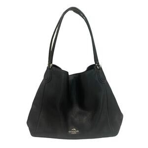 COACH Edie Black Pebble Leather Two-Handle Handbag
